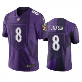 Tröjor Baltimore Ravens Lamar Jackson 8 Lila City Edition Vapor Limited - Män